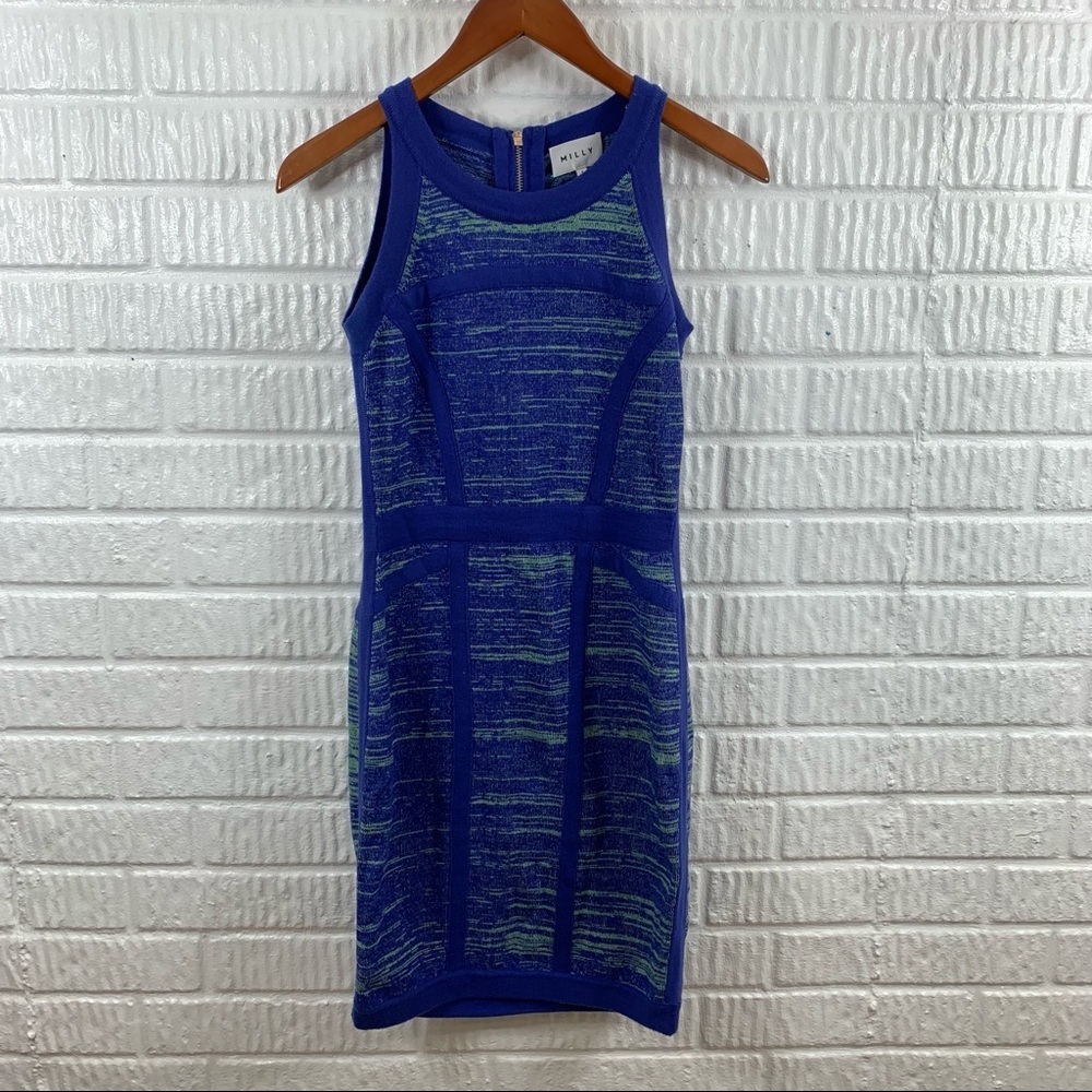 Milly Blue and Green Textured Dress